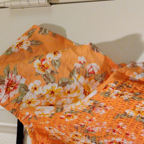 White Birch NWOT light tangerine floral dress size 2X - Picture 6 of 8